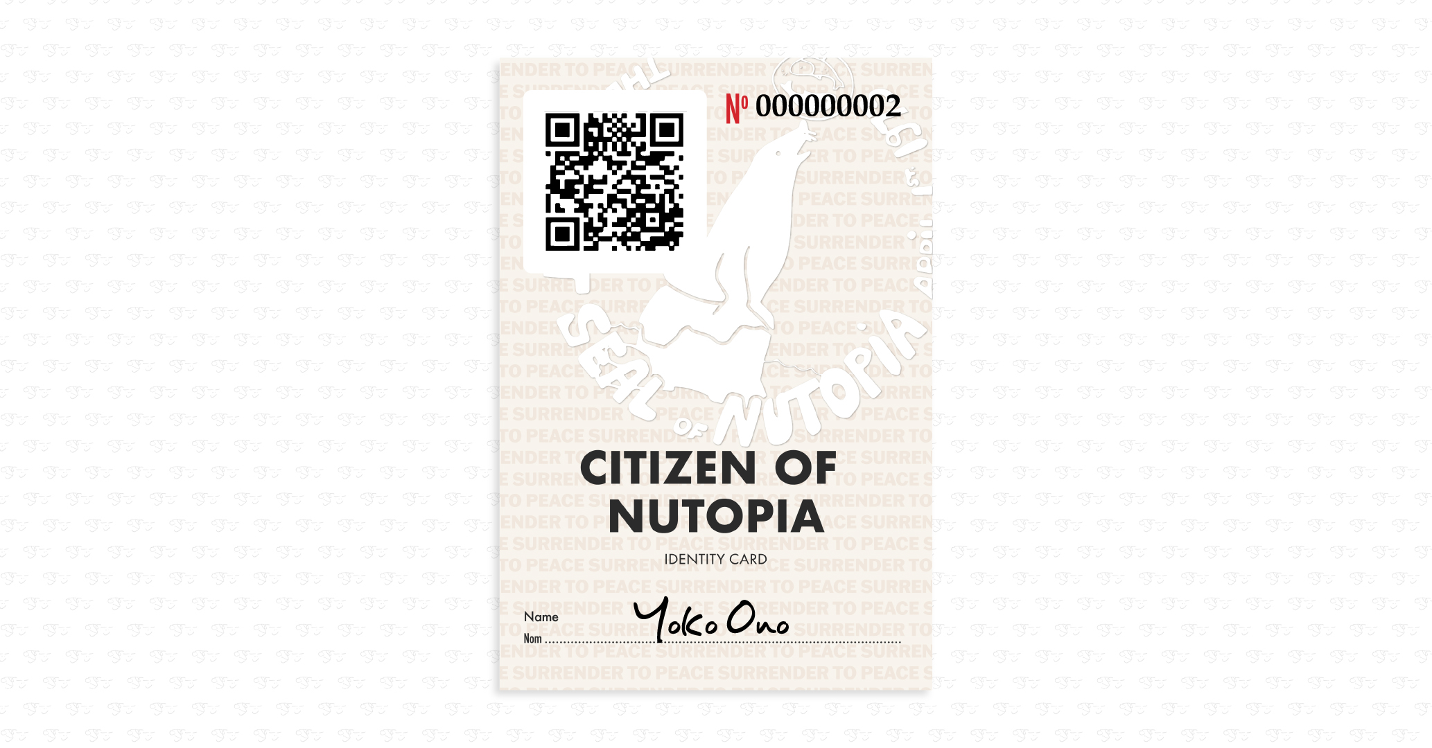 Yoko Ono Citizen of Nutopia card
