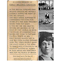 Tony Benn and his plaque to Emily Wilding Davison in the Houses of Parliament